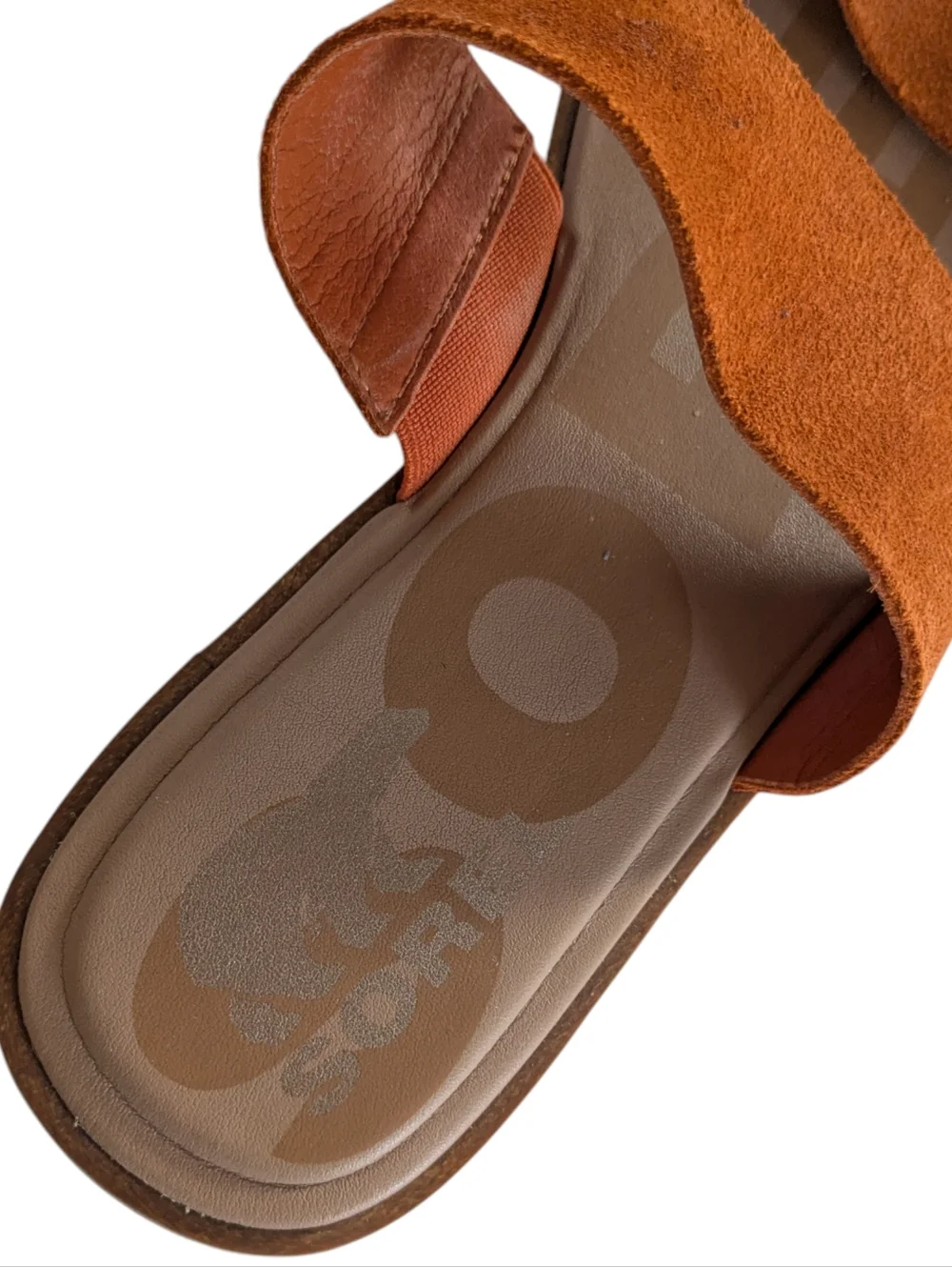 Sorel Ella II Orange Suede Slide Sandals Size 8